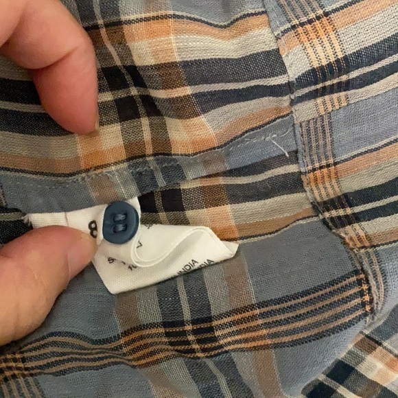 Ulla Johnson / Clarke blue plaid gathered checked cotton voile blouse top 8 - Picture 8 of 9